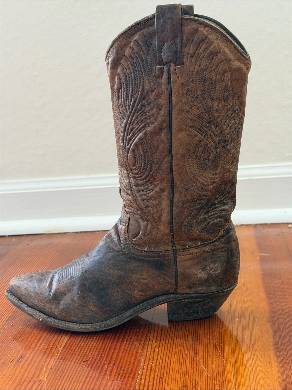 Brown Distressed Leather Cowboy Boot
